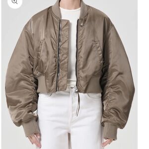 AGOLDE x Shoreditch Ski Club Jett cropped bomber jacket in sage